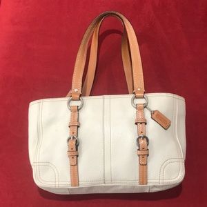 Coach Cream and Tan Leather Satchel in Excellent Condition